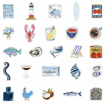50pcs/Pack Vast Ocean Stickers For Laptop, Tablet, Phone Case, Notebook, Skateboard, Guitar Decor, School Supplies, Back To School