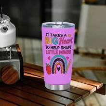 Teacher Tumbler - It Takes A Big Heart To Shape Little Minds, Inspirational Teacher Mugs, Teachers Appreciation Gifts Men Women - 20oz Teachers Appreciation Cup For Christmas Birthday Back To School, Best Gift - 淡紫色 - 查看 3