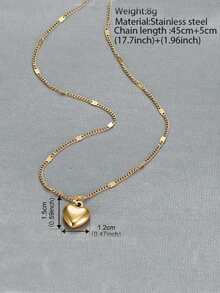 1pc Minimalist Luxurious Adjustable Heart-Shaped Pendant Necklace, Suitable For Adorable Girls
