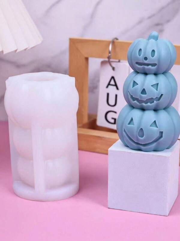 1pc 3-In-1 Pumpkin Candle Silicone Mold DIY Plaster Fragrance Stone Home Decor Silicone Mold