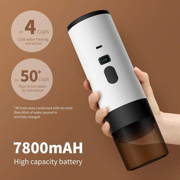 Máquina de café portátil tipo cápsula, calentamiento inalámbrico totalmente automática, máquina de café portátil pequeña para usar en el hogar o al aire libre
