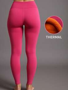 Premium Lined Thermal Leggings - Hot Pink - View 2