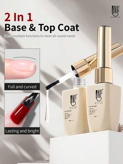 RS NAIL RSNAIL 2 IN 1 Base & Top Coat Gel 12g Multifunctional Combination Clear Nail Polish Gel,No Wipe,Fast Drying,Natural Nail Strengthen, Color Protection,Glossy Effect,Long Lasting,Resists Smudging Chipping Fading,Suitable For Salon&Nail Art DIY At Home