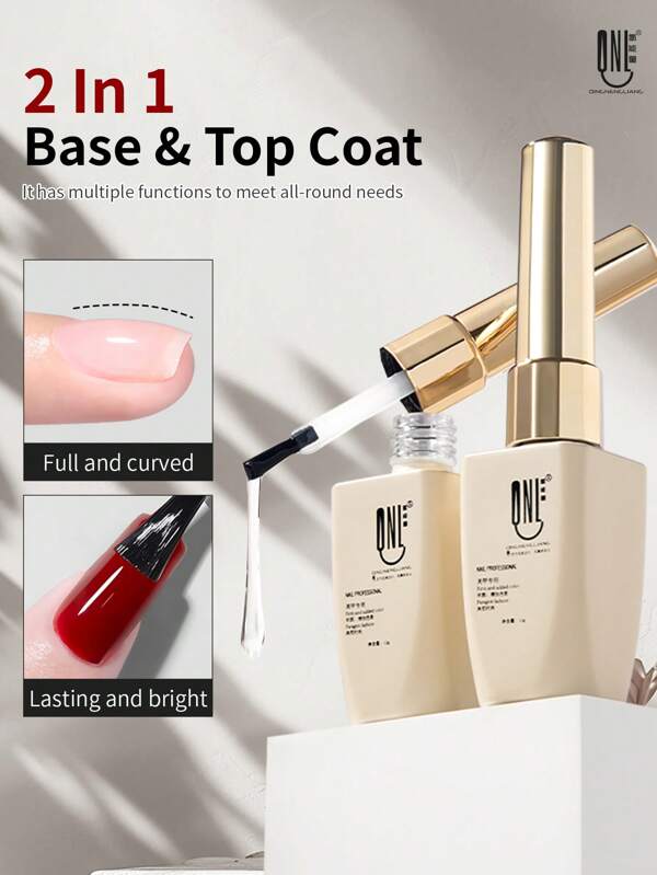 RS NAIL RSNAIL Esmalte de uñas en gel 2 en 1 Base y Capa superior 12g, Combinación multifuncional de esmalte de uñas en gel transparente, Sin necesidad de limpiar, Secado rápido, Fortalece las uñas naturales, Protege el color, Efecto brillante, Larga duración, Resistente a manchas, descascarillado y decoloración, Apto para salón y manualidades de arte de uñas en casa.