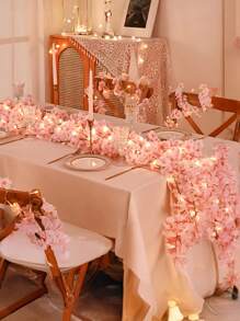 1 pieza Guirnalda de flores artificiales de cerezo, 2M/78.47 pies, guirnalda de flores artificiales de plástico modernas, luces de hadas, para decoración de fiestas, San Valentín, regalos, cumpleaños, graduación.
