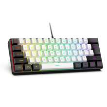 Teclado compacto mini de 61 teclas, 60% de tamaño, con diseño de membrana delgado, retroiluminación RGB en negro/blanco con sensación mecánica, diseño ergonómico, resistente a derrames, apto para PC/portátil/oficina/hogar/e-sports - Multicolor - Ver 14
