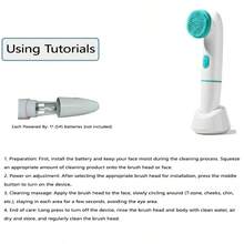 电动洁面刷去角质器，硅胶旋转去角质洁面仪，防水超卫生洁面磨砂膏，振动旋转洁面仪，男女通用护肤工具，清洁、去角质、按摩三效合一，便携式家居用品，学习用品及旅行用品