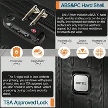 tooluck 5 Piece Luggage Sets ABS+PC Hard Shell Suitcases Travel Packing Box With Wheels TSA Aproved Lock And Carry On Bags Wash Bag Travel Suit Case Set For Men And Women,Black - 黑色 - 查看 4