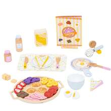 儿童过家家煎饼玩具套装，逼真木制煎饼玩具，厨房烹饪游戏套装 - 彩色 - 查看 9