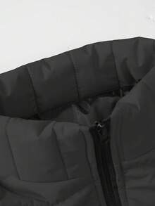 1pc Casual Sleeveless Vest, Warm Travel Outdoor Solid Color Top, Autumn/Winter - Black - View 3