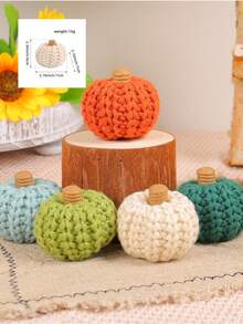 1/5 件 2.76 英寸针织南瓜装饰，乡村风格 DIY 手工钩针彩色南瓜道具，适合丰收节、感恩节、家居装饰、桌面、中心装饰、节日纪念礼物