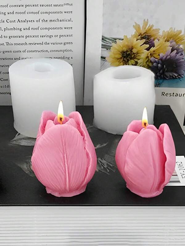 Tulip Silicone Candle Mold, Handmade DIY 3D Rose Soap, Stone, Resin Casting Mold Craft Tool