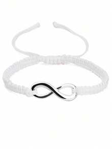1pc Fashion Minimalist Alloy 8 Shaped Endless Woven Adjustable Bracelet, Friendship Couple Bracelet, Valentine's Day/Bestfriend Gift - Multicolor - View 15