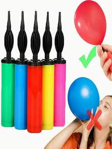 [1/3/5 Pcs] Macaron Color Balloon Pump Handheld Kit, Balloon Inflator - Bi-Directional Manual Dual-Action - For Party, Wedding, Birthday, Special Events, Balloon Accessories, Elegant Balloon Pump With Gold Decor - Manual Push, Easy To Carry - Multicolor - View 3