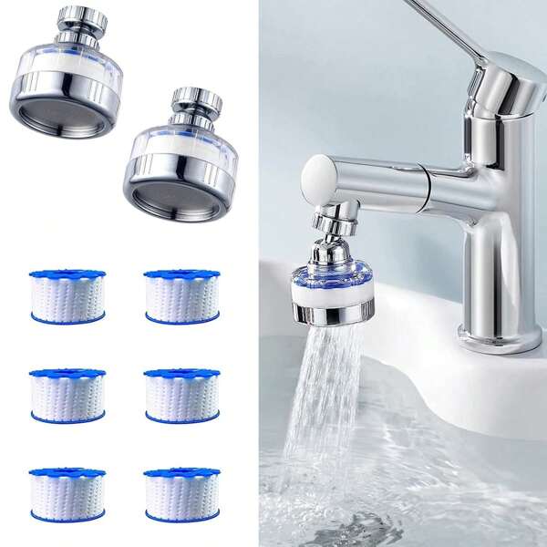 Lot de 2 filtres à eau pour évier : filtre pour évier de salle de bain, filtre rotatif à 360 °, purificateur, filtration pour robinet de cuisine, élimine le chlore, le fluorure, les métaux lourds et l'eau dure pour la salle de bain et la cuisine à la maison.