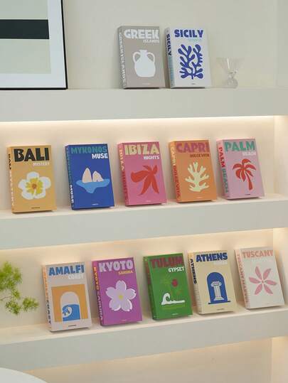 1pc Foldable Fake Book Decor, Colorful Travel Series Imitation Book, Minimalist Desk Decoration Prop, Coffee Table Decorative Fake Book