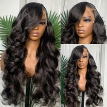 13x4 Lace Front Wigs Human Hair Body Wave HD Lace Front Wigs Human Hair Pre Plucked With Baby Hair Natural Color Human Hair Lace Frontal Wigs For Women - Natural Black - Xem 2