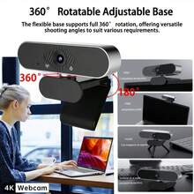 Ultra HD Computer Webcam With Tripod, 4K Resolution, Auto Focus, Adjustable Height, 360° Swivel Head, Noise-Cancelling Microphone, USB Plug And Play, Privacy Cover, Perfect For Online Meetings And Live Streaming - Black - View 6