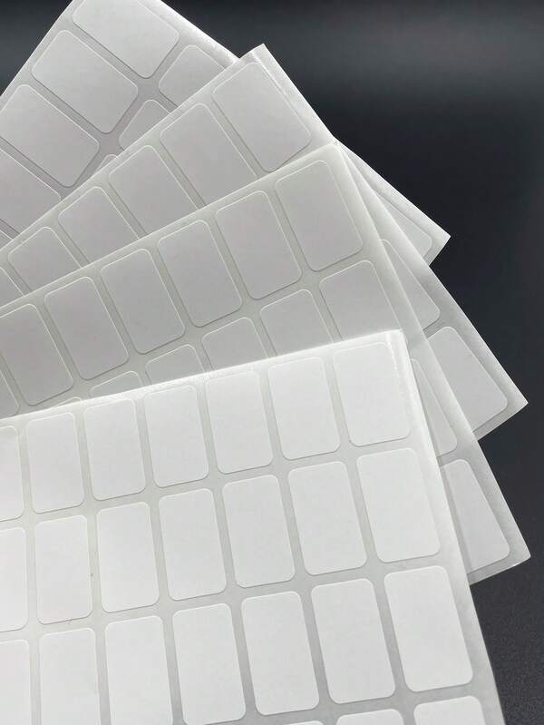 40 ملصق أبيض فارغ لاصق ذاتيًا، بمقاس 1.2 سم * 2 سم، 5 أوراق، مناسب للمكتب والمطبخ والاستخدام المنزلي