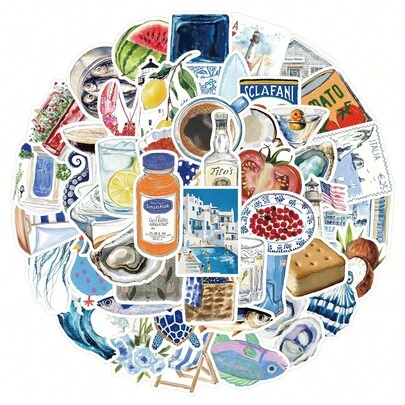 50 张开海贴纸笔记本电脑手册手机壳装饰贴纸、学校用品、返校