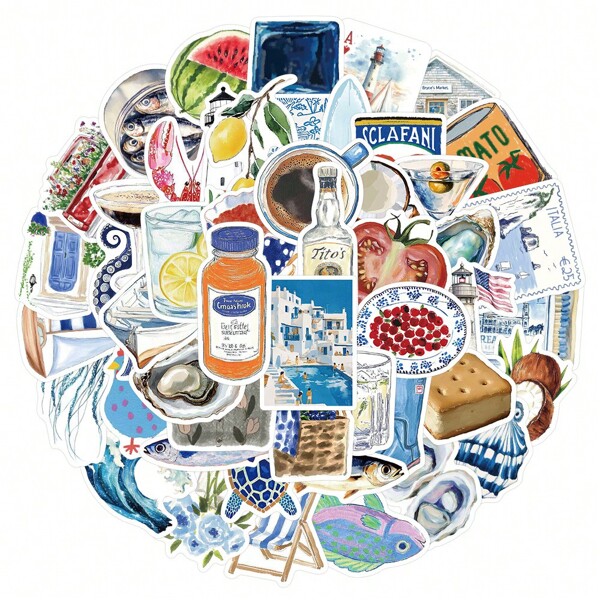 50 adesivos decorativos para mar aberto, manual para laptop, capa para celular, material escolar, volta às aulas