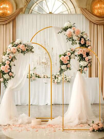 Christmas [Christmas Decor]1/2/3pcs Metal Arch Frame Backdrop Stands, Party Arch Kit Suitable For Wedding/Birthday Party/Baby Shower/Graduation Ceremony Decoration Home Decor Gift For New Year