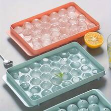 1 个带盖 9.2 英寸/5.8 英寸圆形冰格，制冰机，33 个连续冰格，冰箱冰球制作器模具，适用于冰柜厨房配件