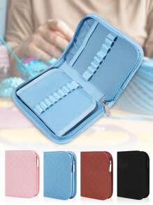1pc Plain Minimalist Crochet Tool Storage Bag, Sewing Tool Organizer With Large Capacity, Convenient For Knitting Hobbyists And Beginners