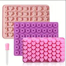 6pcs Non-Stick Gummy Molds Set - Candy Molds With 2 Droppers For Convenient Filling, Chocolate Molds Set Includes Dinosaur, Bear, Donut And Heart Molds