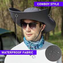 ALANGDUO - Sombreros para el sol de cabeza grande y ala súper ancha para hombres, talla XXL, gran sombrero de pesca para safari, jardinería, senderismo - Negro - - Ver 8