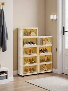 1 tủ lưu trữ rộng 38cm/14,96in, hộp lưu trữ nhỏ có thể gấp lại, tủ đựng đồ chơi phòng khách tại nhà, tủ đựng đồ ăn nhẹ, tủ lưu trữ mỏng trong bếp, quà tặng Giáng sinh, hộp lưu trữ, hộp lưu trữ dưới gầm giường - trong suốt - Xem 8