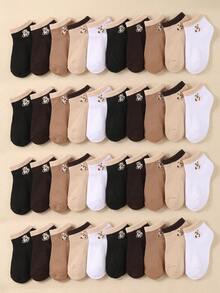 10 Paar Kindersocken mit braunem Bärenmuster in Kontrastfarben, bequem und weich, erschwinglich und fleckresistent, modisch und vielseitig, geeignet für Reisen, Schule und den Alltag, Mädchen Socken, Teenager Socken, Geschenke