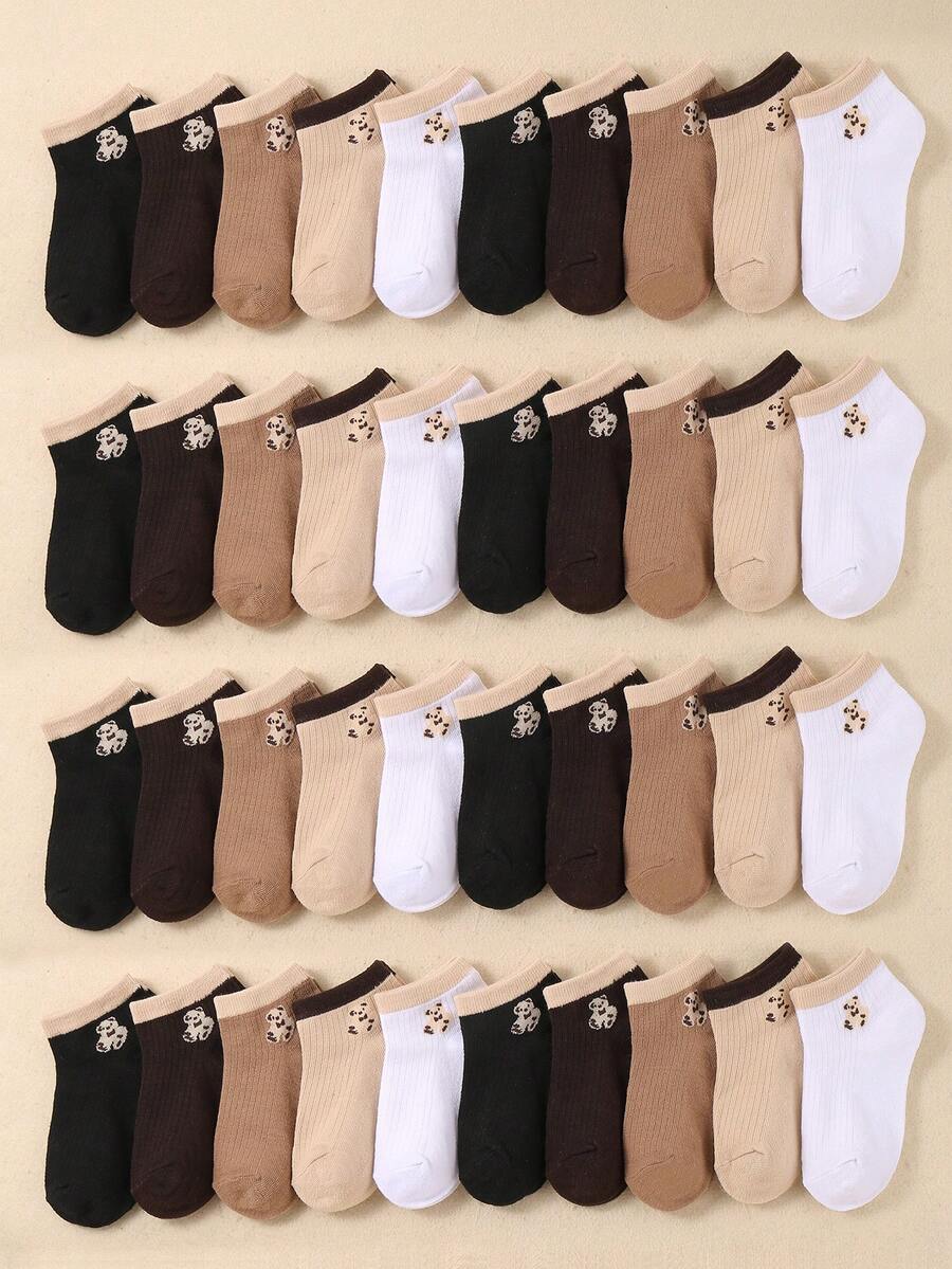 10 Paar Kindersocken mit braunem Bärenmuster in Kontrastfarben, bequem und weich, erschwinglich und fleckresistent, modisch und vielseitig, geeignet für Reisen, Schule und den Alltag, Mädchen Socken, Teenager Socken, Geschenke