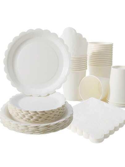 10/25pcs Disposable Tableware Set, 7"/9" Shallow Pink Petal Shaped Disposable Paper Plates, Happy Birthday Disposable Plates, Party Supplies, Animal Disposable Party, Birthday Party Gathering, Gift Party, Celebration Decorations