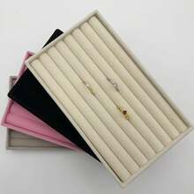 Exhibición de joyería de terciopelo, soporte de joyería exquisito apilable, anillo portátil, pendientes, collar, caja organizadora - Tres en uno - Ver 11