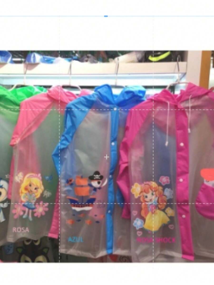Capa De Chuva Infantil Reforçada Com Capuz Impermeável Menino ou Menina - 8 Anos a 10 Anos Azul 1Pcs( 1 Unidade ) - Visão 1