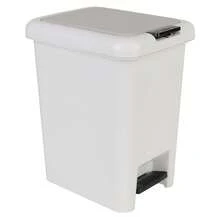 Cesto de Basura con Pedal y Tapa Automática para Baño, Cocina u Oficina, Bote de Basura Rectangular Moderno de Plástico Resistente, Papelera Higiénica con Apertura de Pie y Botón Solución Discreta y Funcional para Residuos Diseño Compacto y Elegante. Perfecto para Mantener la Higiene y el Orden en Cualquier Habitación - Gris Claro - Ver 3