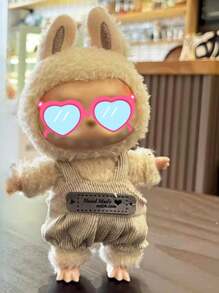 Clothes Only For Labubu 17cm Blind Box 1st/2nd Generation Hanging Charm Sitting Series Doll Outfit, Plaid Skirt And Headband Set