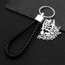 可爱猫咪花朵不锈钢吊坠钥匙扣男女金色合金 PU 皮革小猫动物钥匙扣饰品