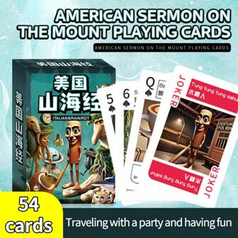 1 mazzo da 54 carte da gioco di stile italiano "Brainrot", incluse le carte "Tung Tung Tung Sahur", "Tralalero Tralala", "Schimpansinni Bananini", adatte per raduni familiari, uscite con gli amici, attività di intrattenimento