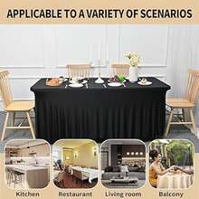 2pcs Elastic Rectangle Table Skirt, With Open Back Design, Suitable For Wedding, Party, Ball, And Exhibition - Multicolor - View 8
