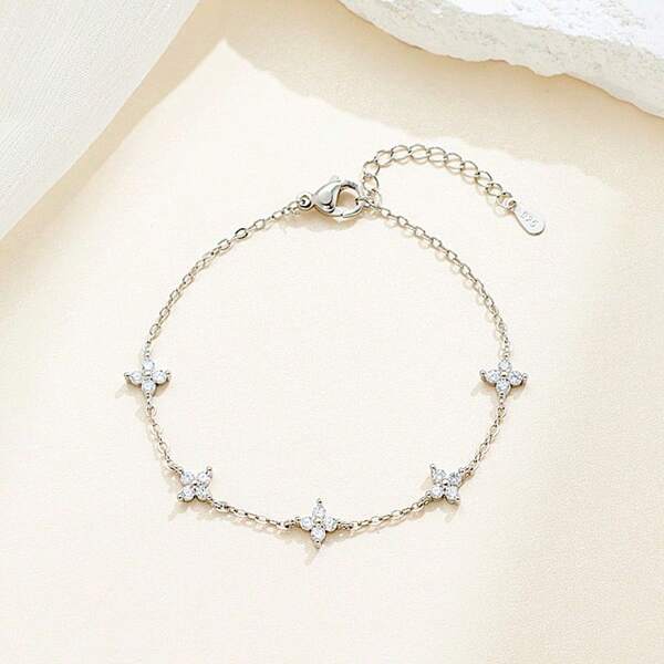 1pc New Korean Four-Leaf Flower Bracelet, Fashionable Minimalist Design, Delicate Luxury Feel, Suitable For Women's Daily Wear