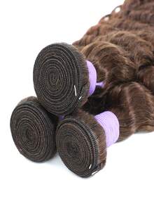 32 英寸棕色波浪卷发束 人发 巧克力色假发 1 束 未加工头发 棕色波浪卷发接发 4# 颜色