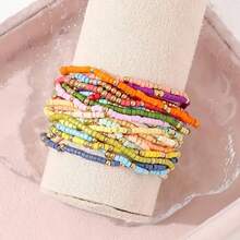 MDFUN 19 Pcs Friendship Bracelets Boho Stackable Bracelets For Women Surfer Heishi Clay Bead Bracelets Stretch Preppy Bracelets Colorful Boho Bracelets For Women - 彩色的 - 查看 6