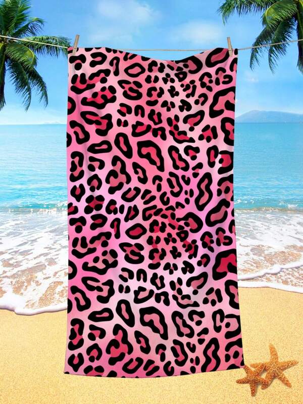 1 pièce Serviette de plage imprimée léopard, serviette microfibre à séchage rapide et absorbante, convient pour la natation, les voyages de vacances et le camping en plein air