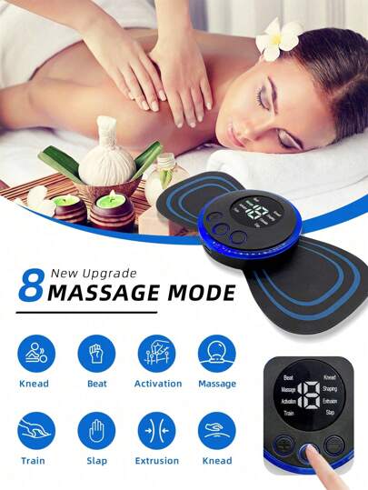Physical Wireless Tens Ems Massager Electric Smart Fitness Body Silicone Neck Back Full Body Massage Patch Muscle Stimulator -Mom Gifts Valentines Gift Boyfriend Gifts Valentine Day Gifts Pink Cute St Patrick Day 120mAh LCD Display EMS Neck Massager Electric Massager Cervical Neck Back Patch 8-Mode Pulse Muscle Stimulator