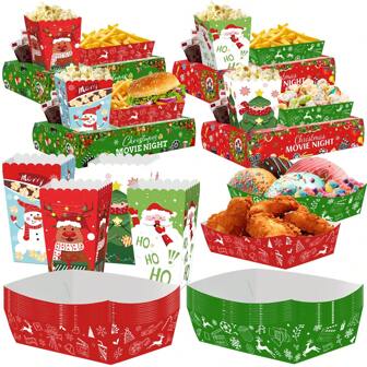 6/12/24 Pcs Christmas Snack Trays Popcorn Boxes Cartoon Snowman Christmas Tree Santa Claus Paper Food Trays And Holder Xmas Cardboard Popcorn Bucket Serving Tray Holders For Xmas Movie Night Party Favor Supplies Christmas Christmas Decorations Christmas Pajamas Christmas Gifts Christmas Decor