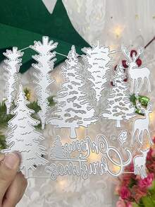 [Christmas]1pc Christmas Tree Metal Die Cuts Mountain Forest Cut Stencils Pine Tree Plant Merry Christmas Cutting Dies For Holiday DIY Scrapbook Embossing Album Photo Paper Card Craft Festival Decor
