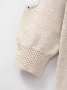 Baby Girl Raglan Sleeve Bodysuit With 3D Sheep Decor - Beige - View 4