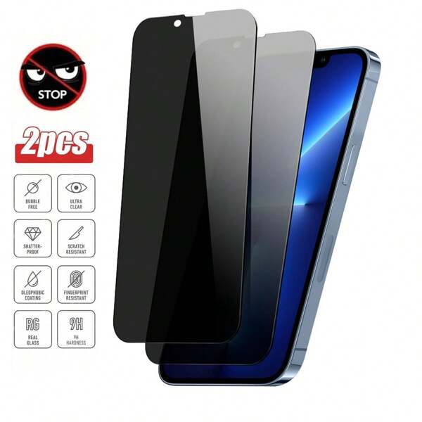 2pcs Full Screen Screen Printing To Prevent Peeping Privacy Screen Protector Compatible With Apple 16e15/15Plus/15Pro/15Promax/16/16pro/16promax